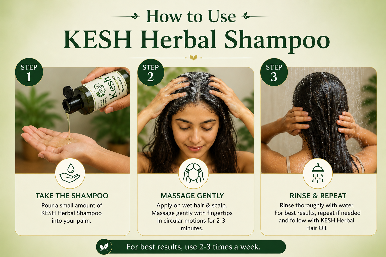 How to use KESH Herbal Shampoo - Step by Step Guide